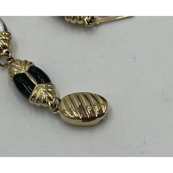 Swarovski Signed Vintage Swan Gold Tone Jet Black and Clear Lucite Bracelet - Picture 13 of 15